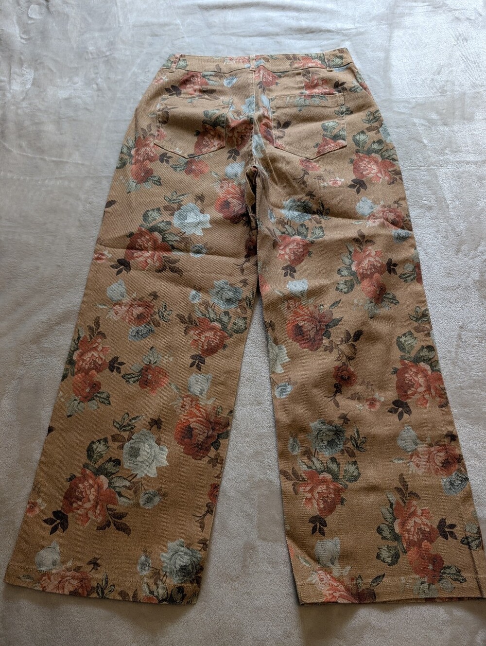 Flamingals Floral Print High Waist Straight Leg Crop Pants NWT Medium - Picture 7 of 11